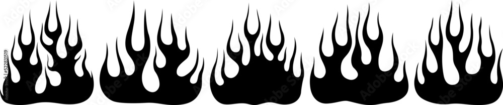Fire flames isolated on white background. Tribal tattoo design. Fire flames isolated on white background. Tribal tattoo design.