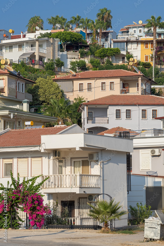 Fototapeta premium Low-rise houses located on a hill.
