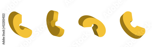 3d Handsets. Isometric Phone icons set. Black icons isolated on white background.	
