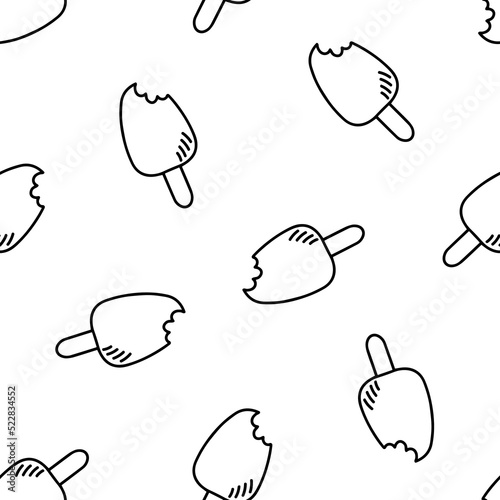 Seamless pattern with hand drawn ice creams