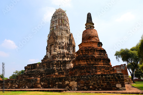 Old Buddha at Old Beautiful Thai Temple Wat Ratburana at Ayutthaya  Ayutthaya Historical Park of Thailand