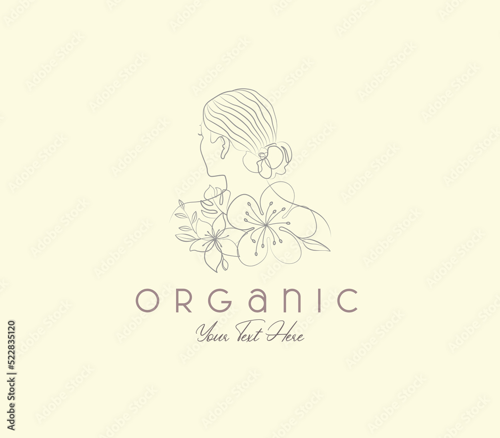Beauty floral woman back side face line art drawing. Beauty floral woman back side face line art drawing.