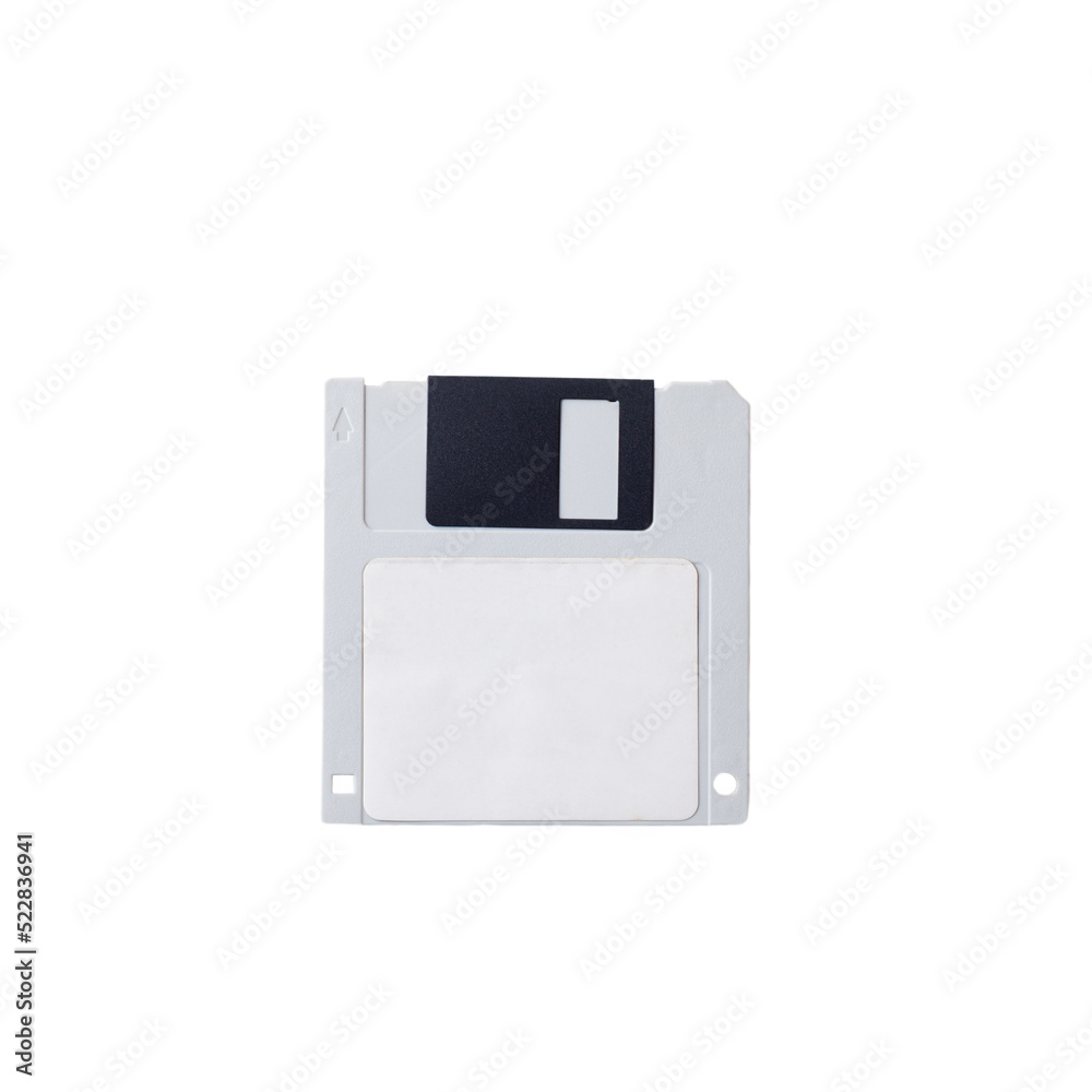 Plastic gray floppy disk isolated on white background. Plastic gray floppy disk isolated on white background.