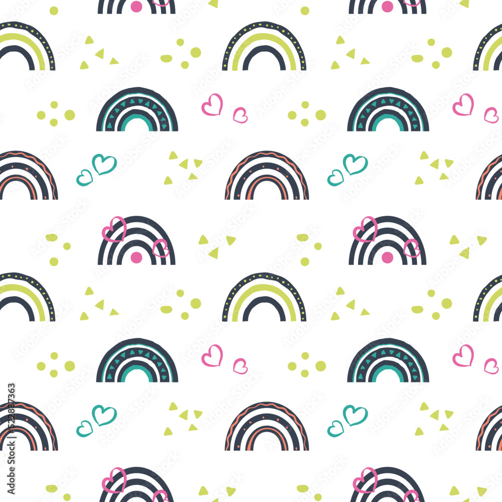 Seamless pattern with hand drawn boho rainbow Seamless pattern with hand drawn boho rainbow