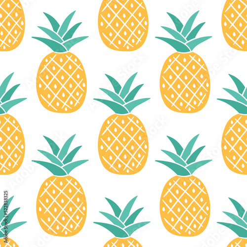 Seamless pattern with yellow pineapples