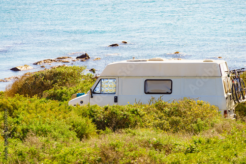 Rv caravan camping on sea shore