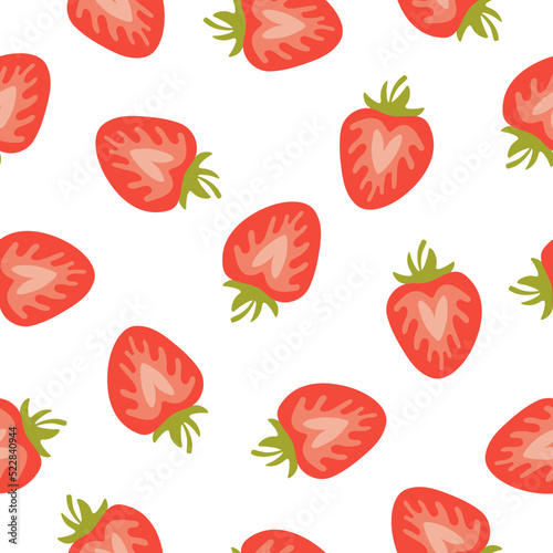 Fototapeta Naklejka Na Ścianę i Meble -  Seamless pattern with strawberry slices
