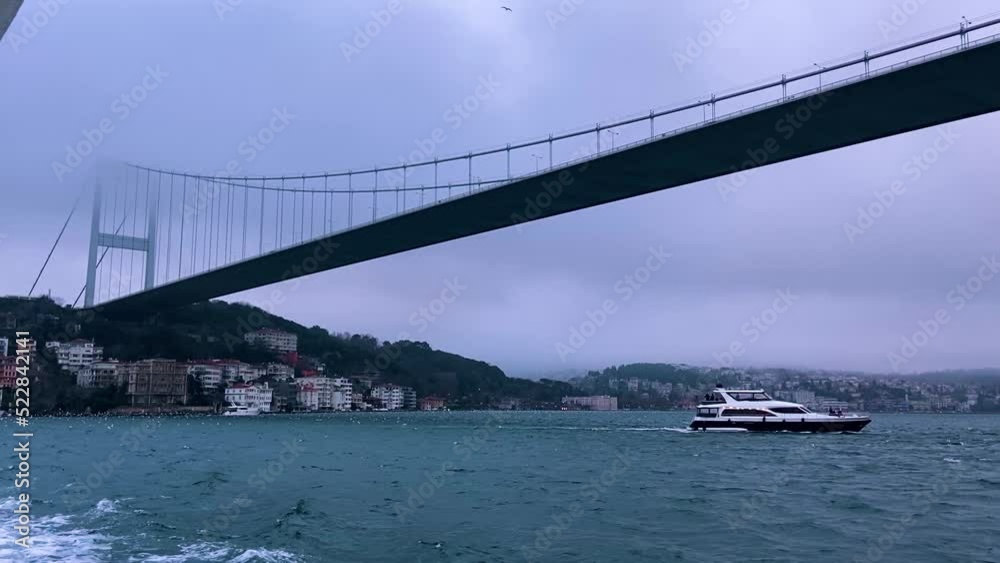 Bosophorus bridge in dramatic weather. Bosphorus bridge rainy weather Bosophorus bridge in dramatic weather. Bosphorus bridge rainy weather