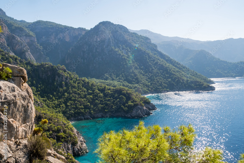 Fototapeta premium View along the route of the Lycian Way on the Mediterranean Sea