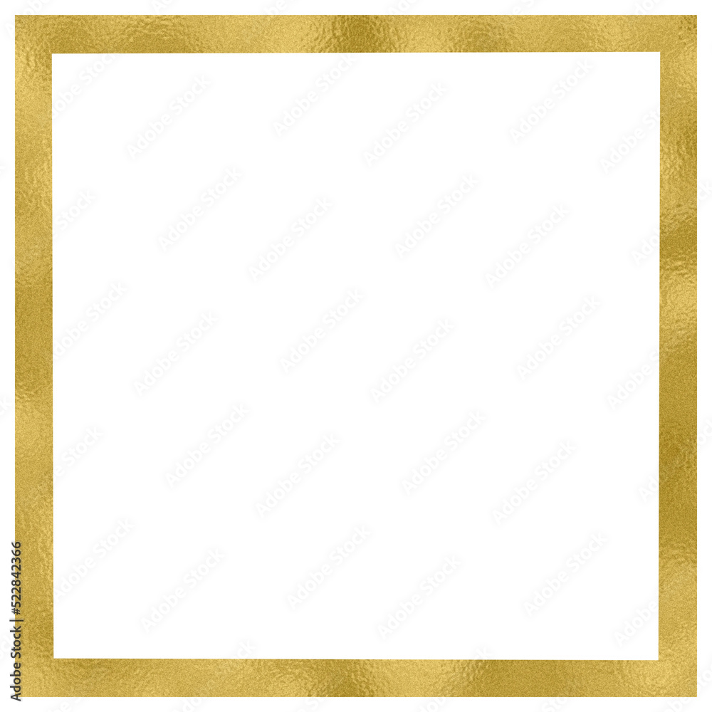 Golden Square Frame Gold Border Isolated Png Illustration