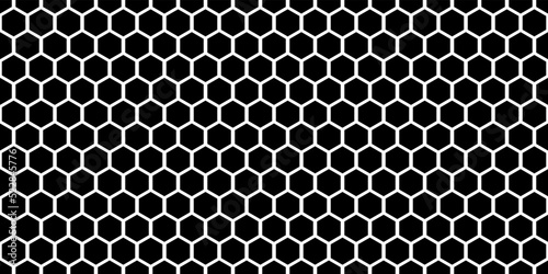 Black and white honey comb simple seamless pattern. Regular hive cell texture. Abstract vector background with hexagon geometry. Wallpaper in a minimalist style