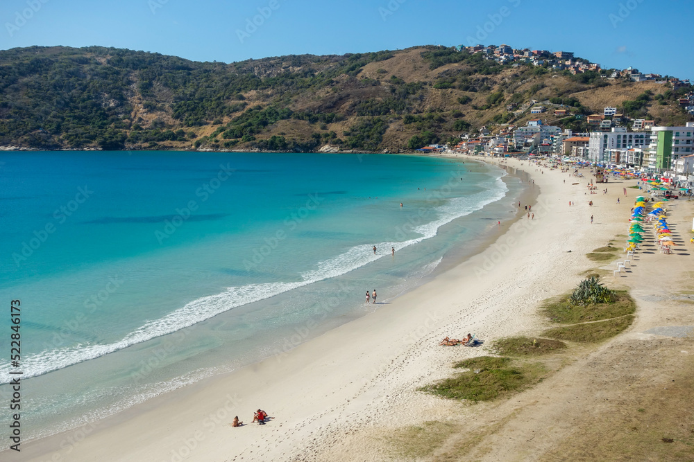 breathtaking view of Prainha beach in Arraial do Cabo, Brazil, at sunny day. Panoramic
