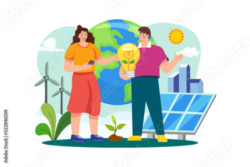 Renewable energy Illustration concept on white background