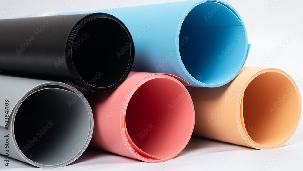 rolled vinyl pvc backgrounds for studio shooting. Stock Photo | Adobe Stock