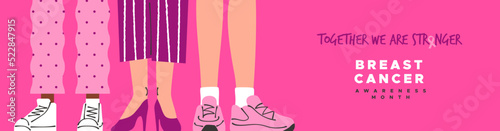 Breast Cancer Awareness month pink young woman shoe banner