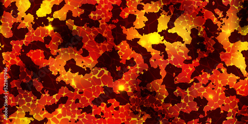 Seamless texture of lava with cracked ground pattern. Hot magma surface top view. Broken crust with liquid flame. Abstract vector background. Volcanic molten stones. Volcano eruption wallpaper