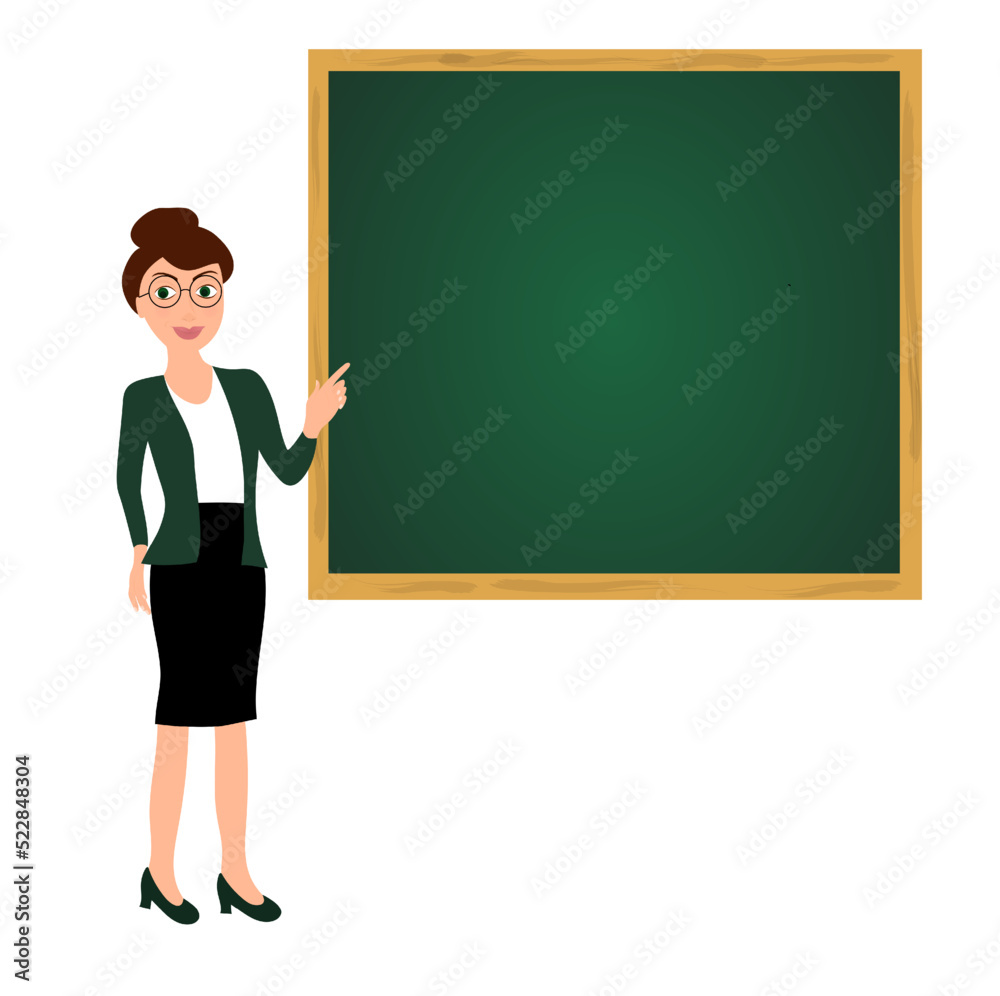 Teacher near the blackboard. Back to school. Books school background Teacher near the blackboard. Back to school. Books school background