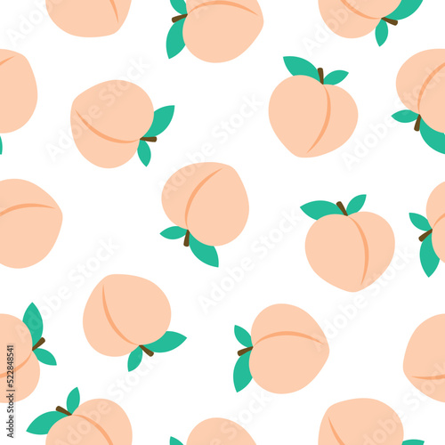 Seamless pattern with cute peaches