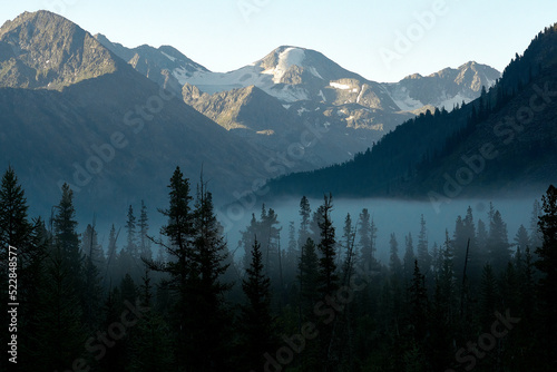 Dense fog in the mountain valley of the Katunsky Reserve Altai © NCKAHDEP