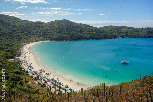 panoramic of idyllic and wild Forno beach in Arraial do Cabo, RJ, Brazil
