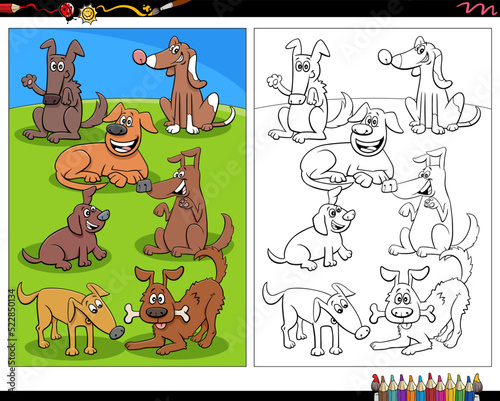 cartoon dogs animal characters coloring page