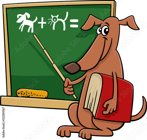 cartoon teacher dog character in the classroom