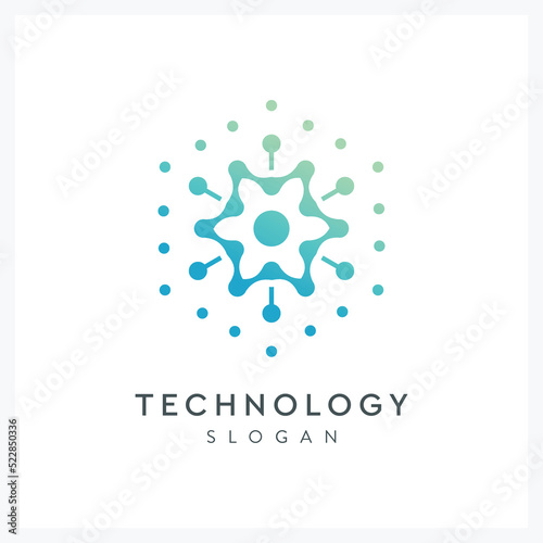 abstract hexagon technology logo for industry and company