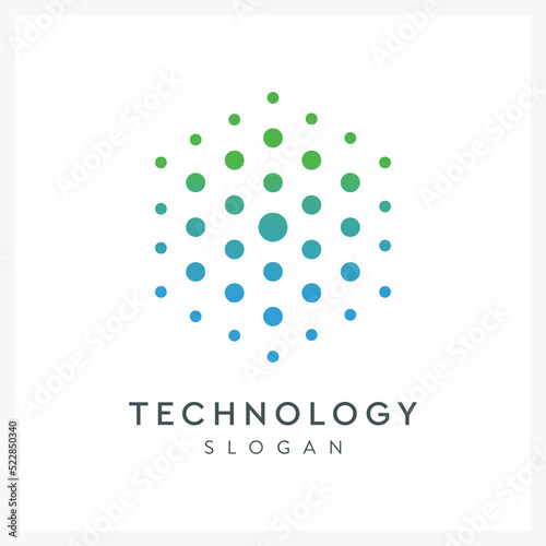 abstract hexagon technology dot logo for industry and company