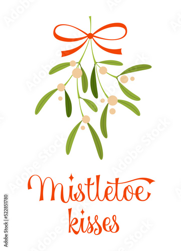 Mistletoe kisses - vintage festive script lettering for Christmas designs.