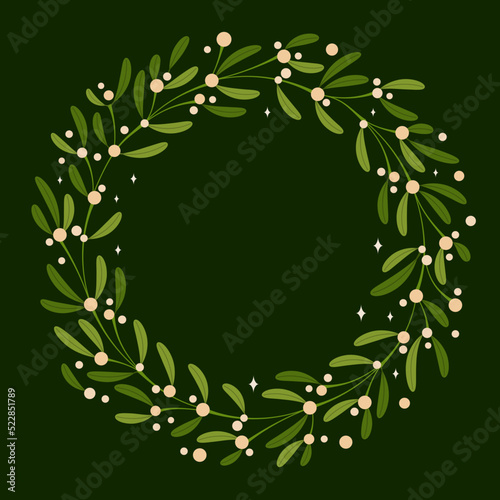 Vector mistletoe wreath for banner design.