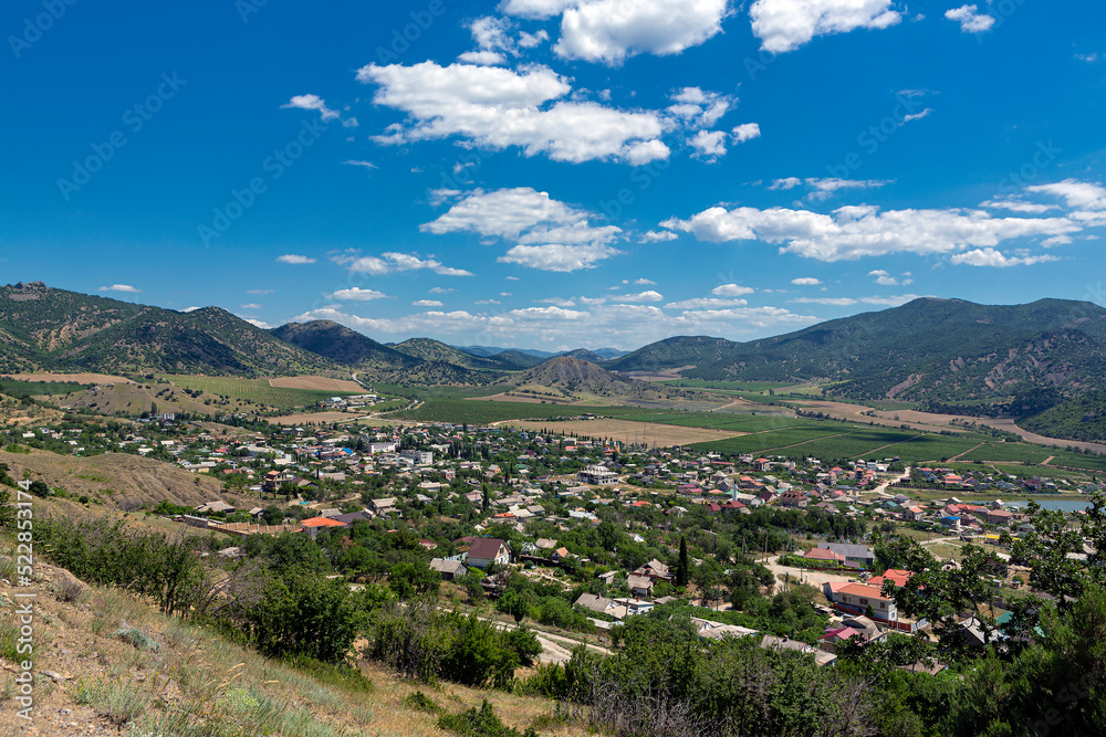 Panoramic shot of the village Vesele Republic of Crimea.