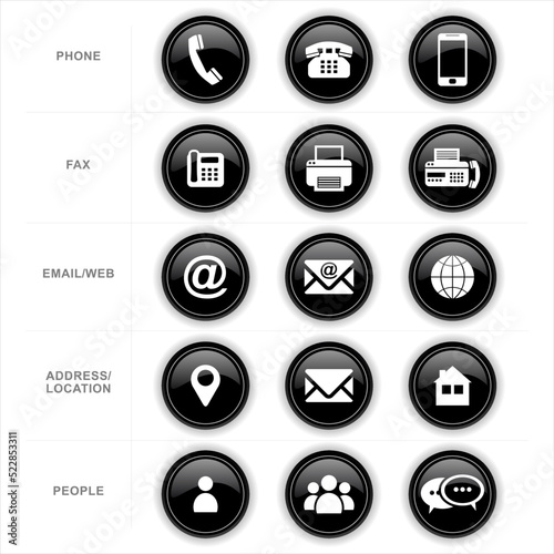 Business card contact information icons collection 