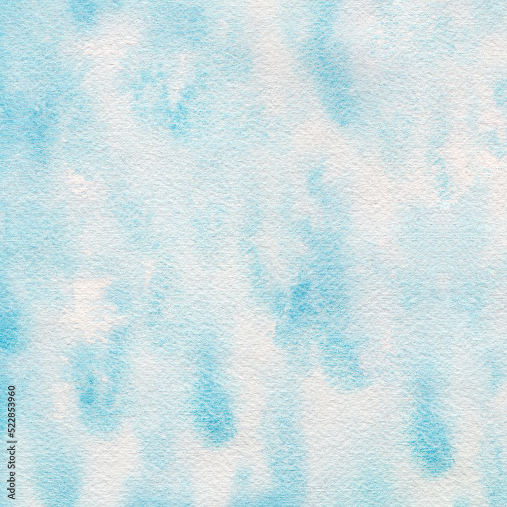 Abstract light blue watercolor hand-painted for background.
