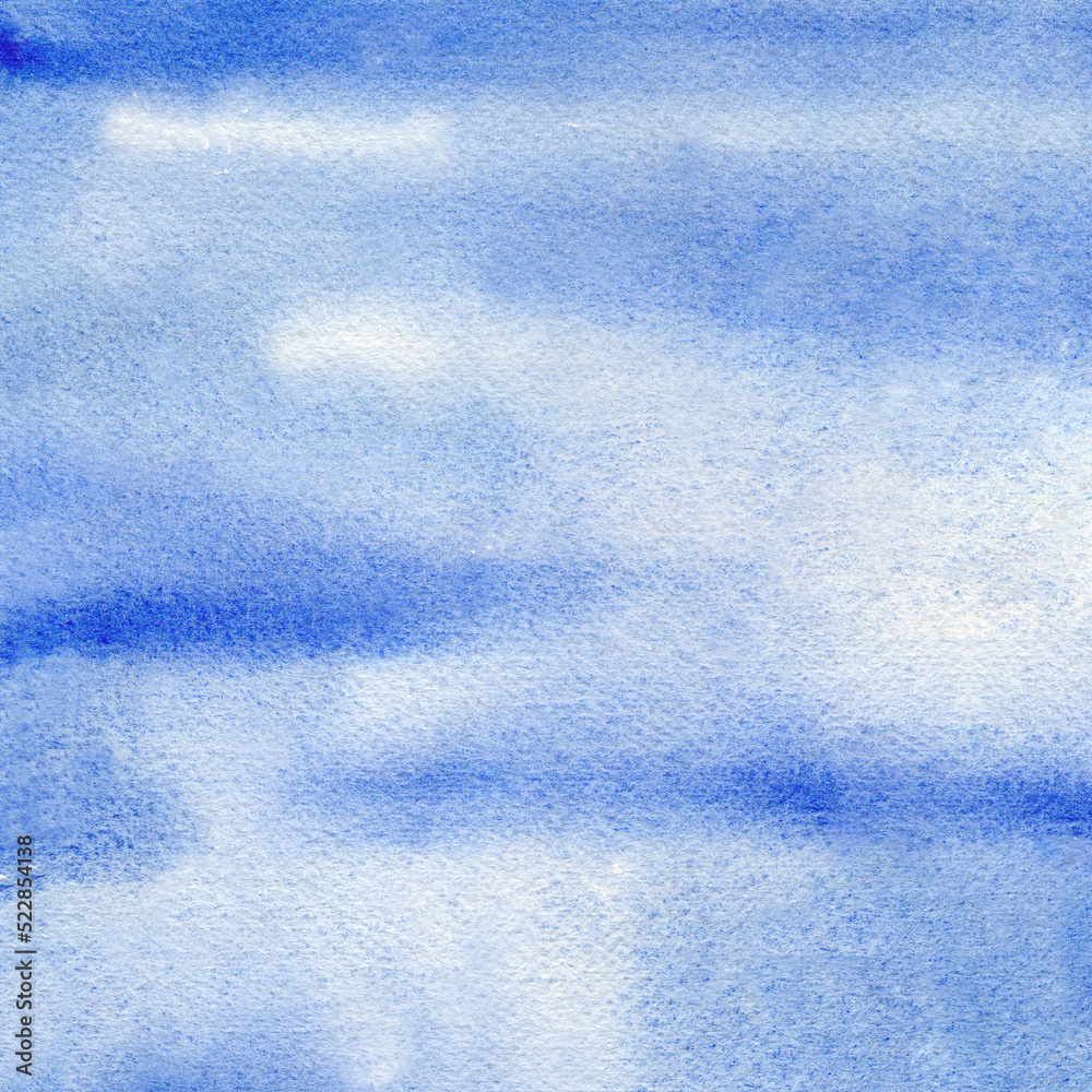 Abstract blue winter watercolor hand-painted for background.