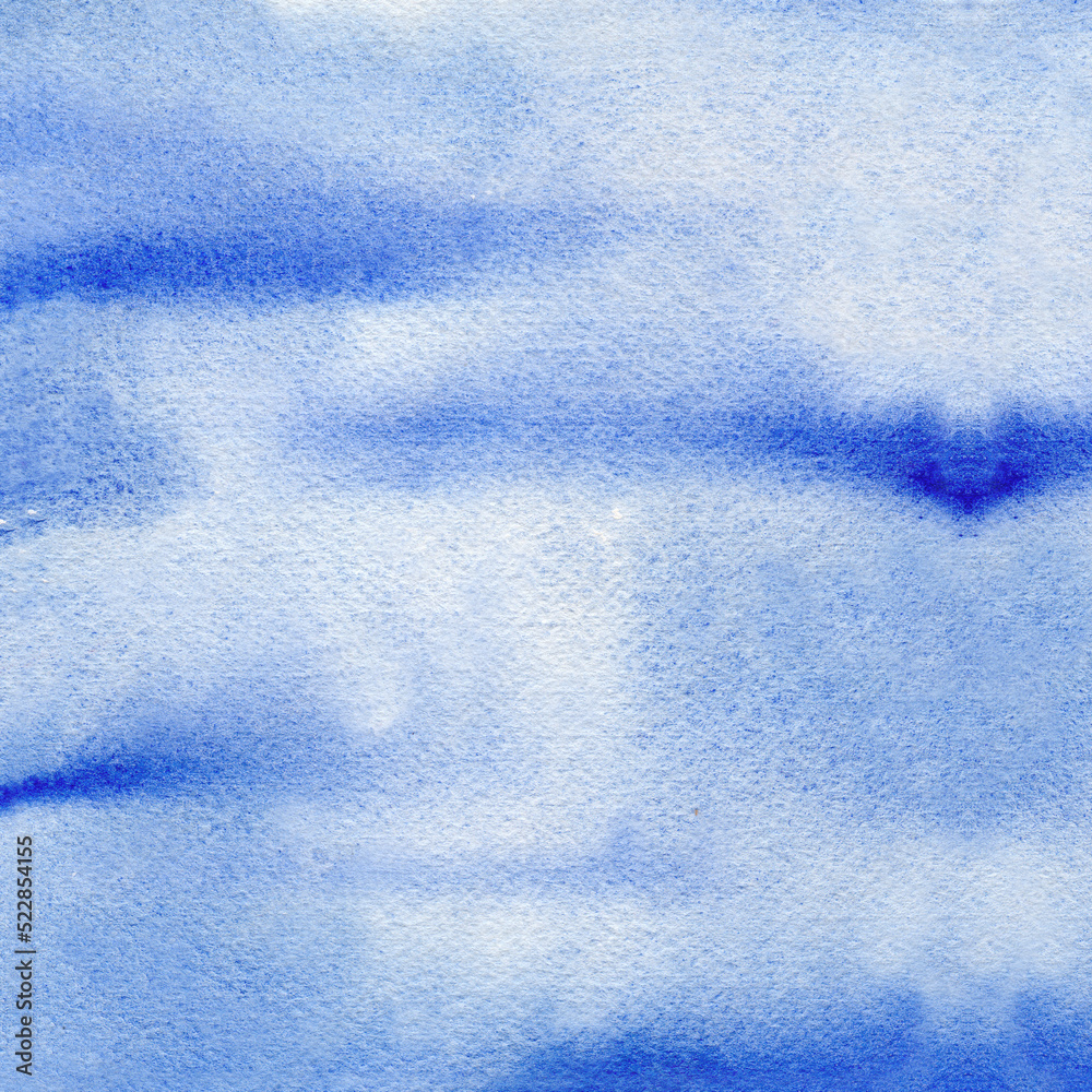 Abstract blue winter watercolor hand-painted for background.