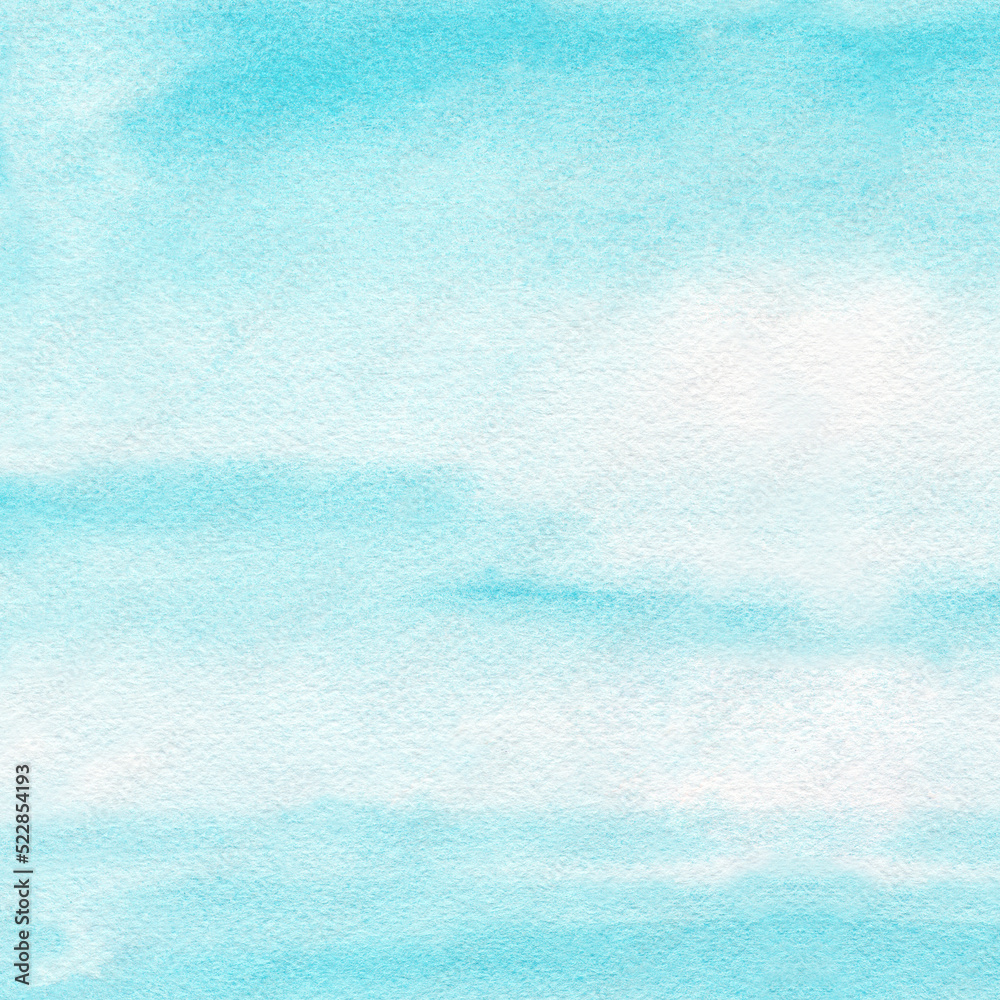 Abstract light blue watercolor hand-painted for background.
