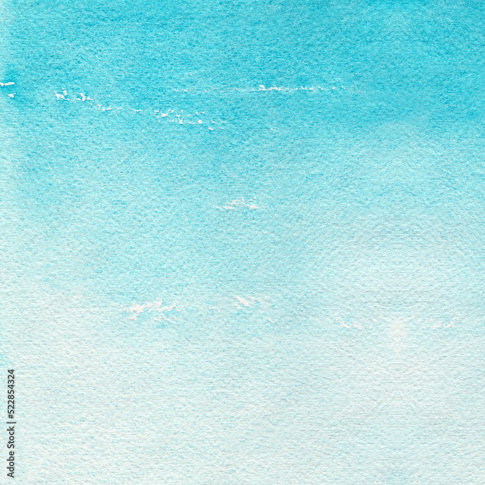 Abstract light blue watercolor hand-painted for background.