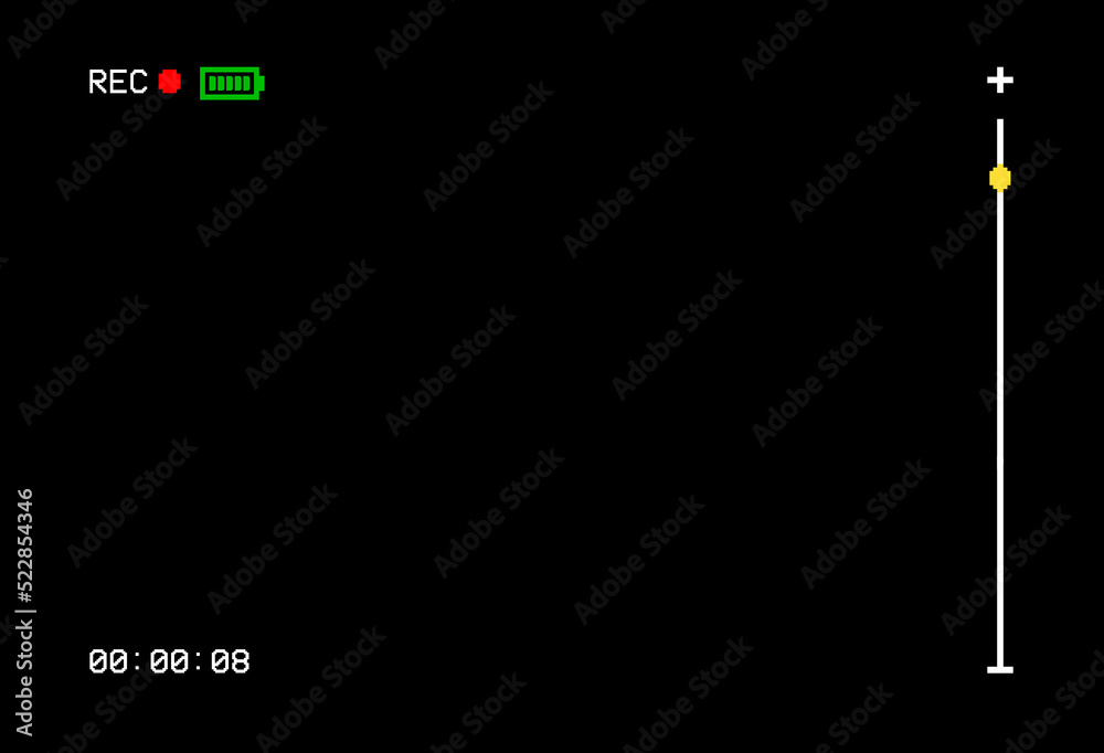 The blank screen of an old vintage VHS VCR recorder black background