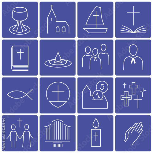 Icon Set Kirche+Gemeinde blauviolett 1
