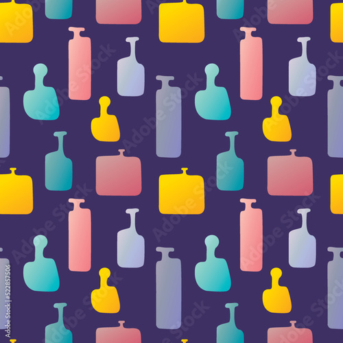 Colorful abstract bottles vector seamless pattern