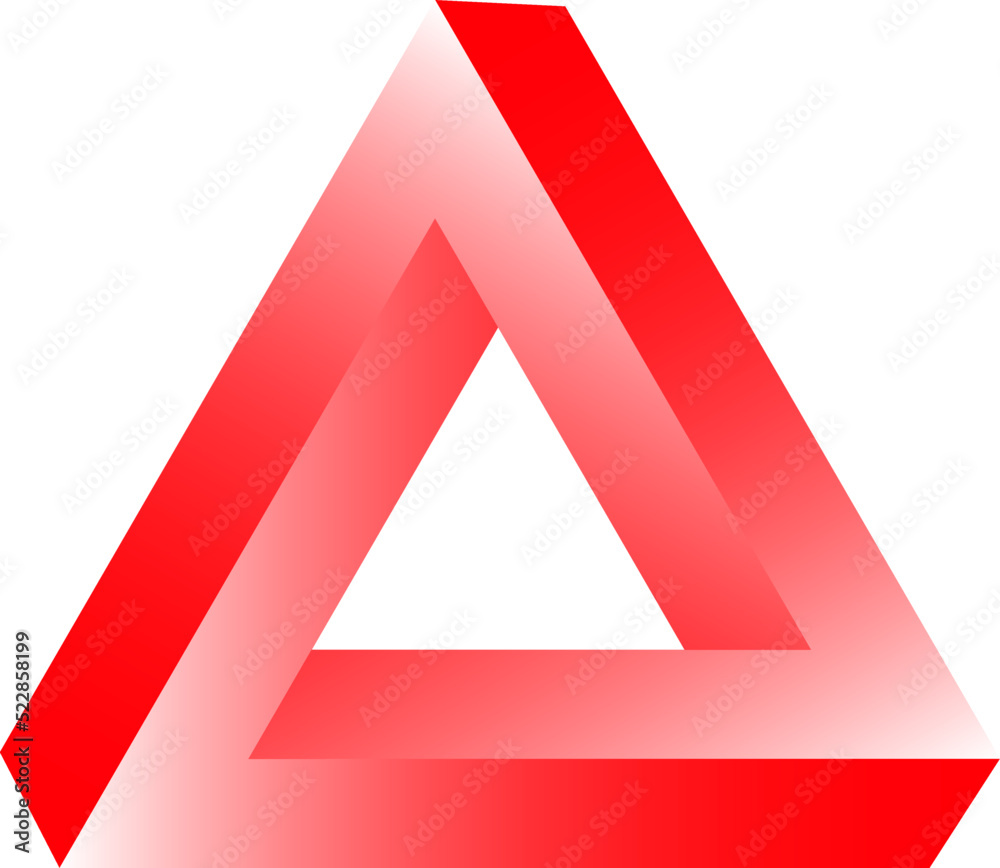 Fototapeta premium optical illusion triangle icon penrose geometric dimension color design logo illustration