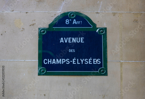 Fototapeta Naklejka Na Ścianę i Meble -  Street sign with the inscription avenue Champs Elysees