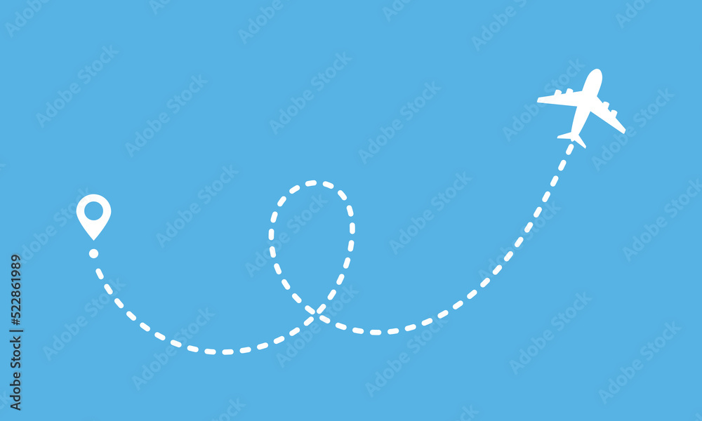 Airplane sky route. Air plane line vector icon. Abstract travel concept graphic element for presentation Airplane sky route. Air plane line vector icon. Abstract travel concept graphic element for presentation