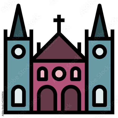 Church monuments celebration catholic cultures - filled outline icon