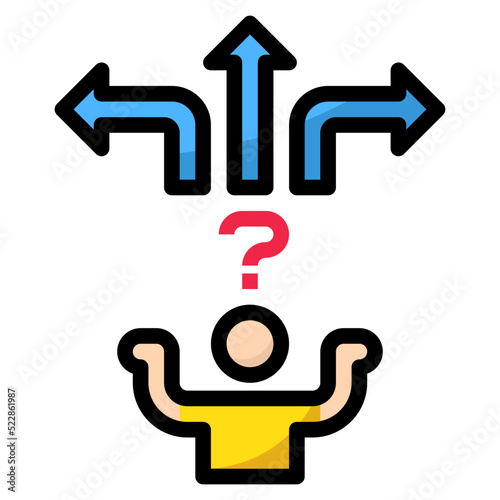 Decision choice quesion chosen risk chance - filled outline icon