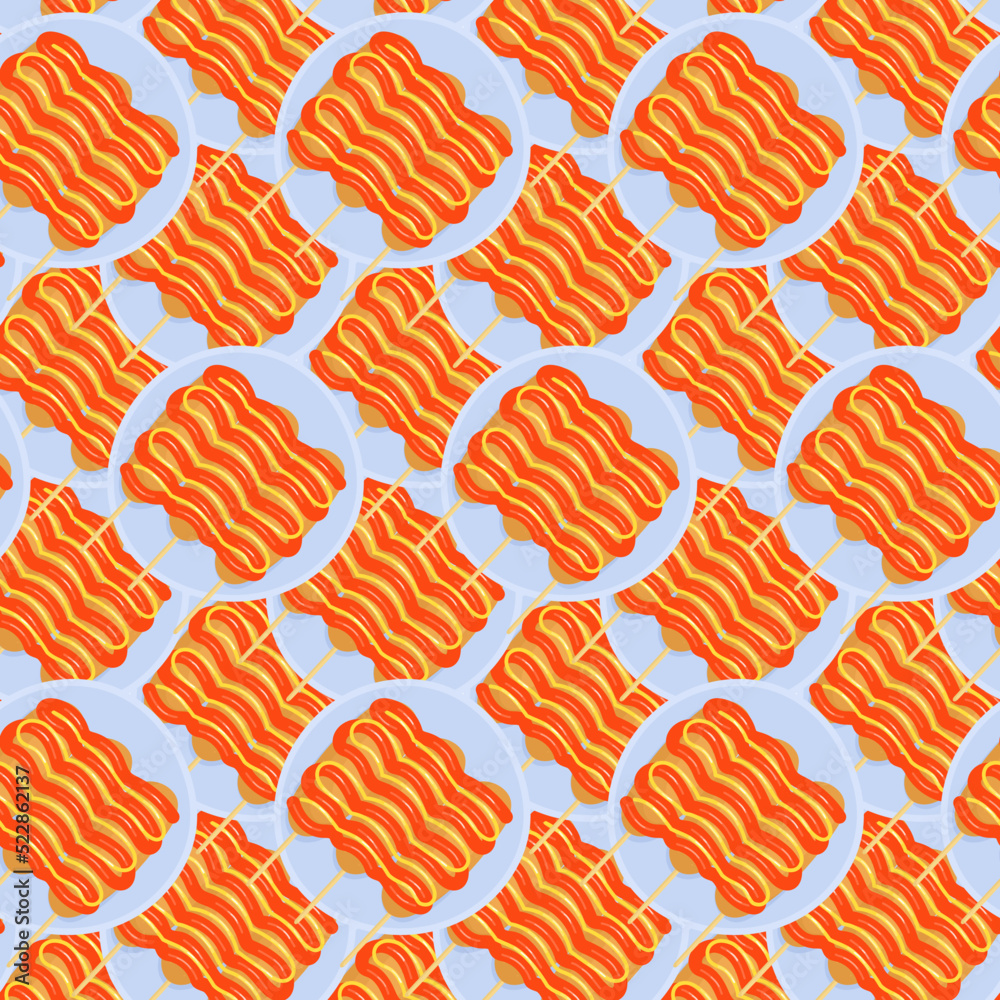Seamless pattern with Traditional American fried corn dog dish with sausage and cheese. Seamless pattern with Traditional American fried corn dog dish with sausage and cheese.