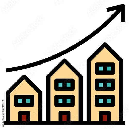Investment money growth plant profits real estate - filled outline icon