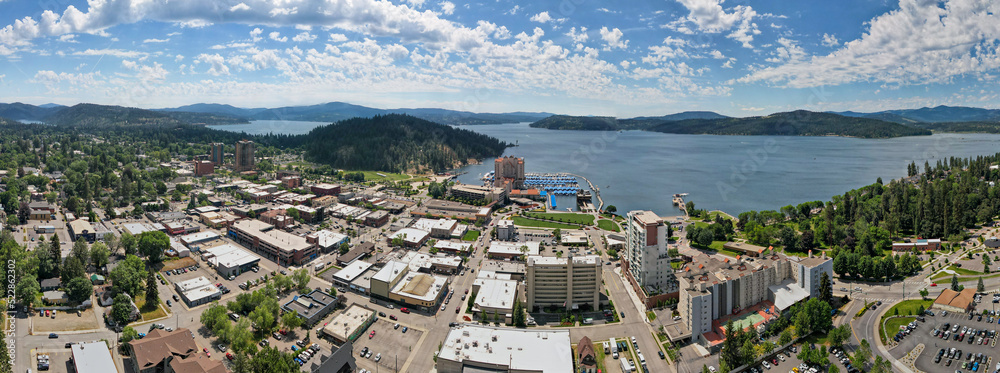 Panorama of Beach and Lakefront of Coeur d'Alene, Idaho