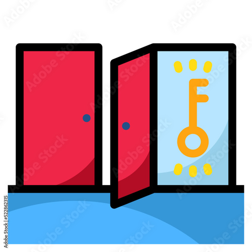 Opportunity decision key secret success - filled outline icon