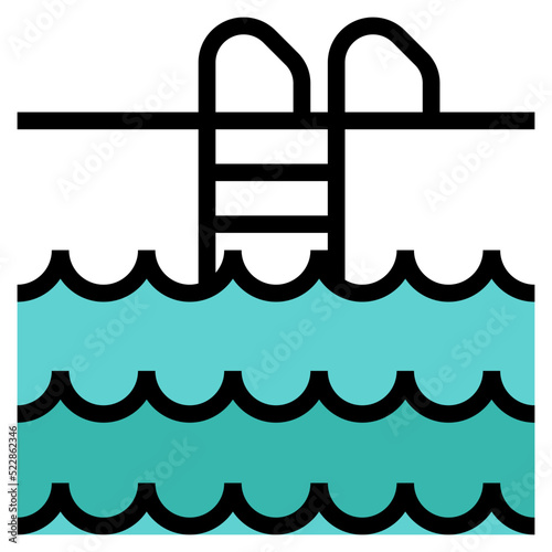 Pool swimming party house sport - filled outline icon